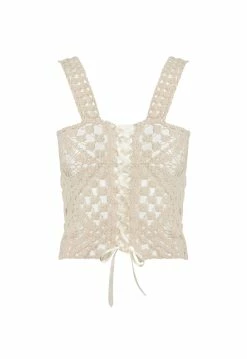 Lioness US Shopify ATZARÓ CROCHET CORSET - ALMOND