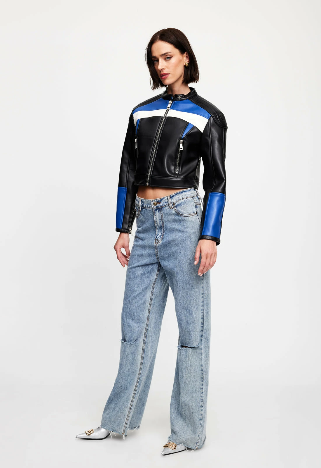 Lioness US Shopify NUEVE BIKER JACKET - BLACK/BLUE 3 Lioness US Shopify NUEVE BIKER JACKET - BLACK/BLUE - Image 3