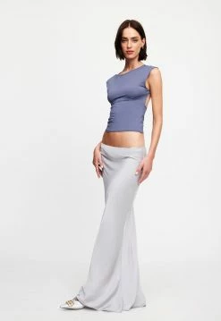 Lioness US Shopify UNO TIE TOP - SLATE -Lioness Sales Shop 07 12 22 LIONESS JAN Kristel JAN 1061