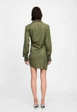 Lioness US Shopify VALENCIA PLUNGE DRESS - KHAKI -Lioness Sales Shop 07 12 22 LIONESS JAN Kristel JAN 1205