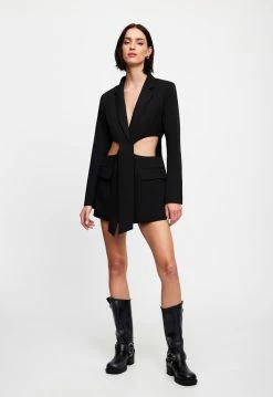 Lioness US Shopify LA CONFIDENTIAL DRESS - ONYX -Lioness Sales Shop 07 12 22 LIONESS JAN Kristel JAN 1300