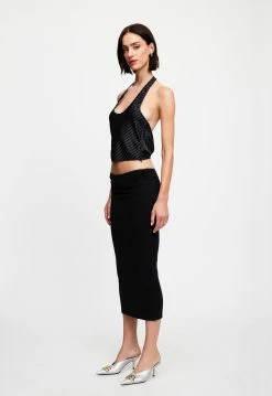 Lioness US Shopify ROXY HALTER - BLACK PINSTRIPE