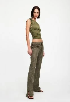 Lioness US Shopify DOWN FOR YOU SUEDE PANT - KHAKI -Lioness Sales Shop 07 12 22 LIONESS JAN Kristel JAN 170