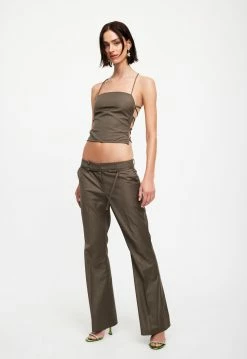 Lioness US Shopify AVARIS TIE TOP - KHAKI -Lioness Sales Shop 07 12 22 LIONESS JAN Kristel JAN 196