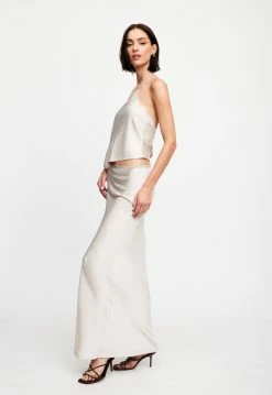 Lioness US Shopify HUDSON SATIN MAXI SKIRT - EGGSHELL