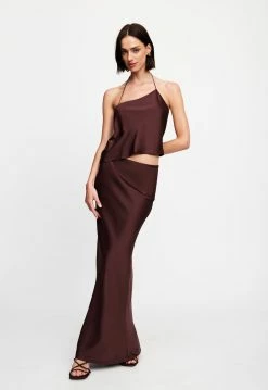 Lioness US Shopify HUDSON SATIN MAXI SKIRT - GARNET -Lioness Sales Shop 07 12 22 LIONESS JAN Kristel JAN 913