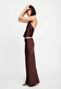 Lioness US Shopify HUDSON SATIN MAXI SKIRT - GARNET