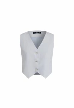 Lioness US Shopify GISELE VEST - LIGHT GREY PINSTRIPE