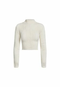 Lioness US Shopify SHADOWS LONG SLEEVE CROP - PARCHMENT