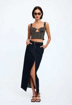 Lioness US Shopify BARBIE SPLIT MIDI - DARK DENIM -Lioness Sales Shop 19 12 22 LIONESS eCOMM FEB FEB 1107