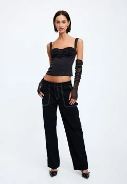 Lioness US Shopify FOUNTAIN TAILORED PANT - ONYX -Lioness Sales Shop 19 12 22 LIONESS eCOMM FEB FEB 1134