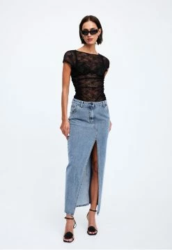 Lioness US Shopify BARBIE SPLIT MIDI - FADED DENIM -Lioness Sales Shop 19 12 22 LIONESS eCOMM FEB FEB 1368