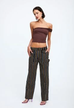 Lioness US Shopify FOUNTAIN TAILORED PANT - ONYX STRIPE -Lioness Sales Shop 19 12 22 LIONESS eCOMM FEB FEB 363