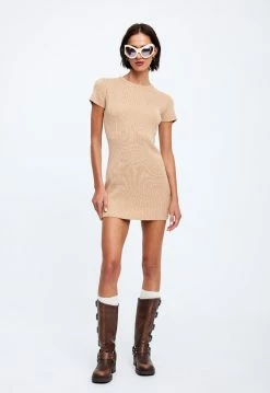 Lioness US Shopify GISELLE MINI KNIT DRESS - OATMEAL -Lioness Sales Shop 19 12 22 LIONESS eCOMM FEB FEB 864