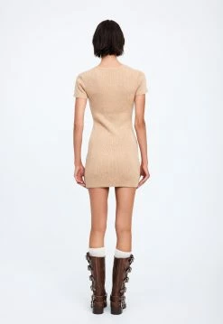 Lioness US Shopify GISELLE MINI KNIT DRESS - OATMEAL -Lioness Sales Shop 19 12 22 LIONESS eCOMM FEB FEB 892
