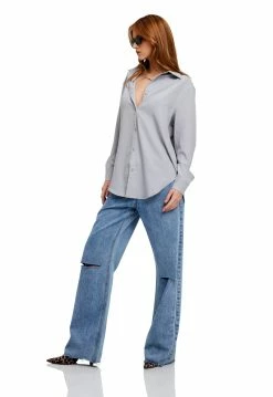 Lioness US Shopify PROVOCATEUR SHIRT - LIGHT GREY PINSTRIPE -Lioness Sales Shop 22 06 22 LIONESS eComm LaPalma Serena CITYOFANGELS2.0 2028