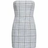 Lioness US Shopify CATALONIA STRAPLESS DRESS - BLUE PLAID