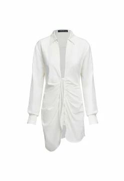 Lioness US Shopify VALENCIA PLUNGE DRESS - SNOW