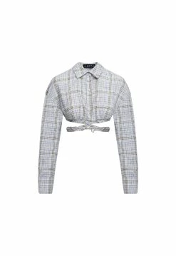 Lioness US Shopify SEVILLE CROP SHIRT - BLUE PLAID