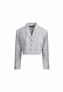 Lioness US Shopify GRANADA CROP JACKET - BLUE PLAID