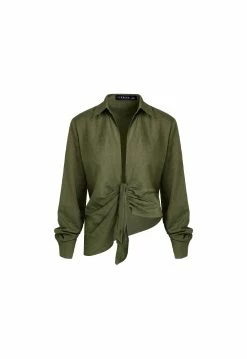 Lioness US Shopify VALENCIA PLUNGE TOP - KHAKI