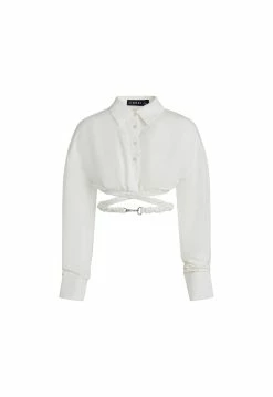 Lioness US Shopify SEVILLE CROP SHIRT - SNOW