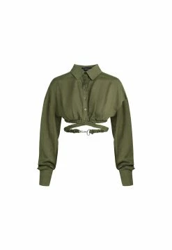 Lioness US Shopify SEVILLE CROP SHIRT - KHAKI