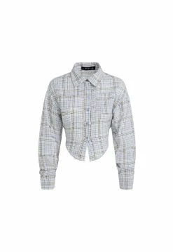 Lioness US Shopify ANTONI BACKLESS SHIRT - BLUE PLAID