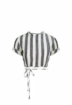 Lioness US Shopify FAZIO TEE - BLACK PINSTRIPE