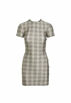 Lioness US Shopify BRENTWOOD MINI DRESS - BEIGE PLAID