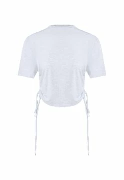 Lioness US Shopify AGYNESS CROP TEE - GREY MARLE