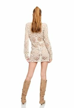 Lioness US Shopify ATZARÓ CROCHET MINI DRESS - ALMOND -Lioness Sales Shop LD88 859 ALMOND 7