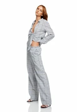 Lioness US Shopify VALENCIA PLUNGE TOP - BLUE PLAID -Lioness Sales Shop LT88 685 1 LB88 514 1 BLUE PLAID 6