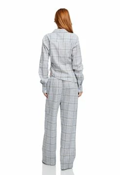 Lioness US Shopify VALENCIA PLUNGE TOP - BLUE PLAID -Lioness Sales Shop LT88 685 1 LB88 514 1 BLUE PLAID 9