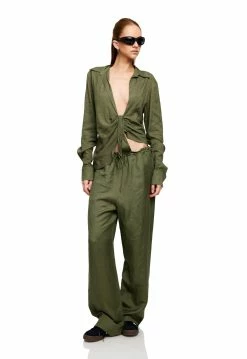 Lioness US Shopify VALENCIA PLUNGE TOP - KHAKI -Lioness Sales Shop LT88 685KHAKI LB88 514KHAKI2