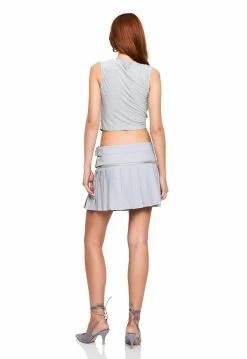 Lioness US Shopify MEDUSA TOP - GREY MARLE -Lioness Sales Shop LT88 711 GREY MARLE LB88 411 3 LIGHT GREY PINSTRIPE 9