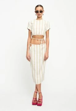 Lioness US Shopify FAZIO MIDI SKIRT - NUDE PINSTRIPE -Lioness Sales Shop LT88 718 1 LB88 490 1NUDESTRIPE1 bd6bb21e 740e 42a5 afa6 a16685102b36