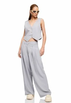 Alternative view of Lioness US Shopify GISELE VEST - LIGHT GREY PINSTRIPE