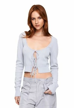 Lioness US Shopify RESURGANCE CROP CARDI - LIGHT GREY PINSTRIPE -Lioness Sales Shop LT88 735 1LIGHTGREYPINSTRIPE