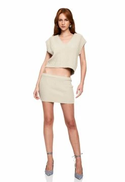 Alternative view of Lioness US Shopify SADDLE KNIT MINI - BEIGE