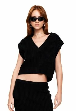Lioness US Shopify SADDLE KNIT - BLACK -Lioness Sales Shop LT88 737 BLACK