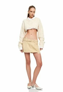 Lioness US Shopify SONNY KNIT CROP - CREAM -Lioness Sales Shop LT88 740CREAM LB88 482CAMEL2