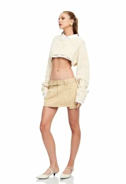 Lioness US Shopify SONNY KNIT CROP - CREAM