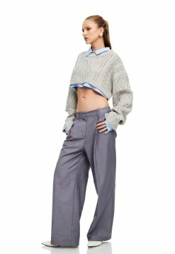 Lioness US Shopify SONNY KNIT CROP - GREY