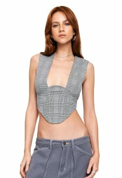 Alternative view of Lioness US Shopify DARIA CORSET - GREY CHECK