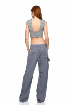 Lioness US Shopify DARIA CORSET - GREY CHECK -Lioness Sales Shop LT88 741 1 GREY CHECK LB88 381 1 SLATE 12