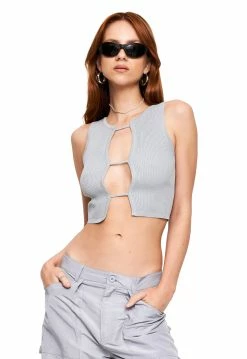 Lioness US Shopify RESURGANCE CROP - GREY -Lioness Sales Shop LT88 742 GREY