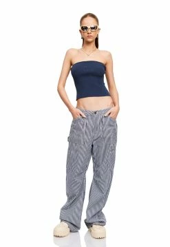 Lioness US Shopify GIRL IN LOVE TUBE TOP - INK -Lioness Sales Shop LT88 759INK LB88 381 5NAVYPINSTRIPE1