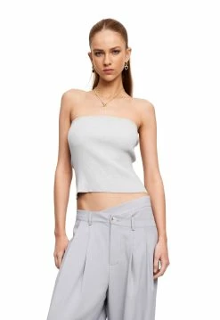 Lioness US Shopify GIRL IN LOVE TUBE TOP - SPANISH GREY -Lioness Sales Shop LT88 759SPANISHGREY LB88 457 1LIGHTGREYPINSTRIPE1
