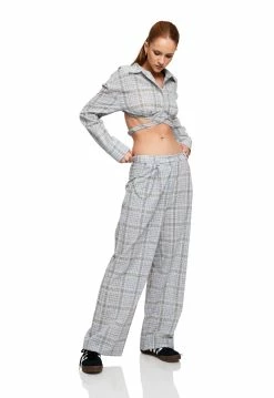 Lioness US Shopify SEVILLE CROP SHIRT - BLUE PLAID -Lioness Sales Shop LT88 764 1BLUEPLAID LB88 515 1BLUEPLAID5